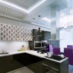 необычный дизайн кухни гостиной с перегородкой фото